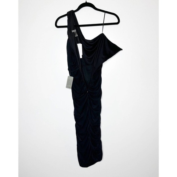 NWT Love by Design One Shoulder Ruched Bodycon Midi Dress Womens Black SZ Small - Picture 5 of 6